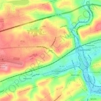 Hayti topographic map, elevation, terrain