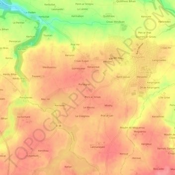 Keraliou topographic map, elevation, terrain