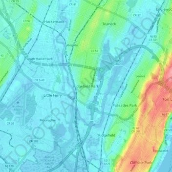 Ridgefield Park topographic map, elevation, terrain