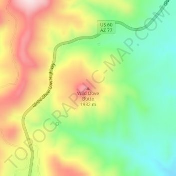 Wild Dove Butte topographic map, elevation, terrain