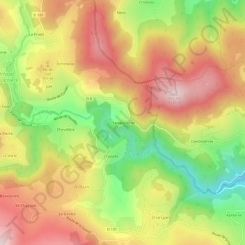 Champcolomb topographic map, elevation, terrain