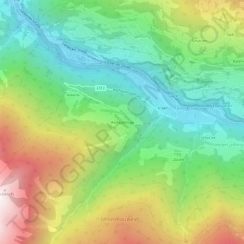 Hochgallmigg topographic map, elevation, terrain