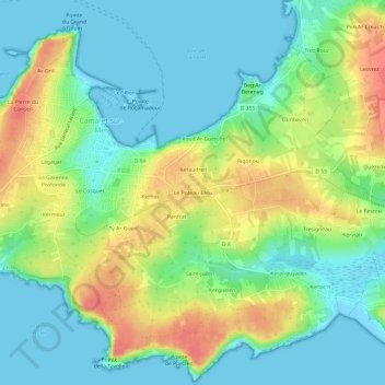 Le Poteau Bleu topographic map, elevation, terrain