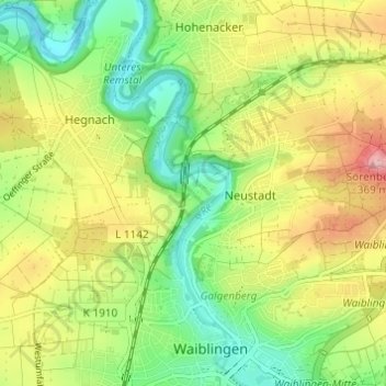 Kleinhegnach topographic map, elevation, terrain