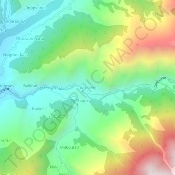 Rashang topographic map, elevation, terrain