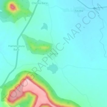 Burwa topographic map, elevation, terrain