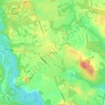 Oak Grove topographic map, elevation, terrain