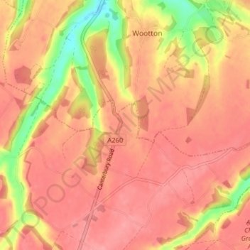 Selsted topographic map, elevation, terrain