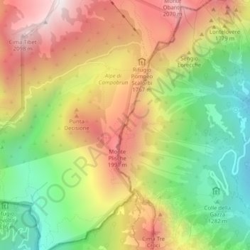 Porta di Campobrun topographic map, elevation, terrain