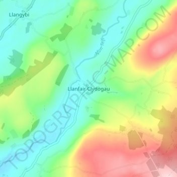 Llanfair Clydogau topographic map, elevation, terrain