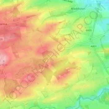 Standburn topographic map, elevation, terrain
