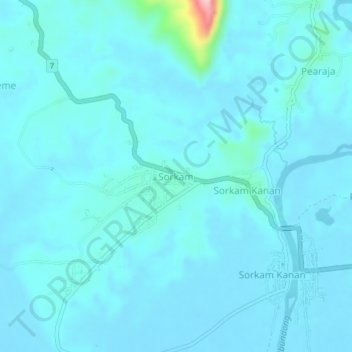 Sorkam topographic map, elevation, terrain