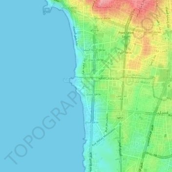 Jnah topographic map, elevation, terrain