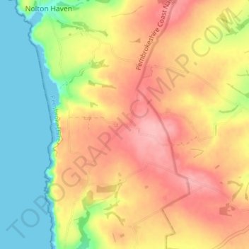 Druidston topographic map, elevation, terrain