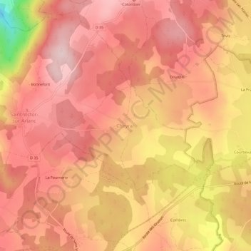 Cheyrac topographic map, elevation, terrain