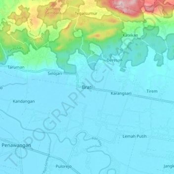 Brati topographic map, elevation, terrain