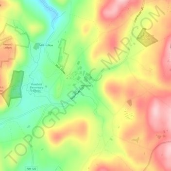 Meriden topographic map, elevation, terrain
