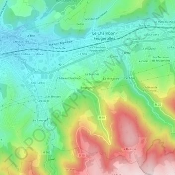 Bergognon topographic map, elevation, terrain