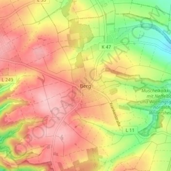 Berg topographic map, elevation, terrain