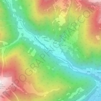 Pracorno topographic map, elevation, terrain