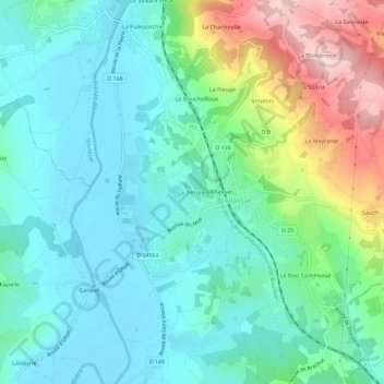 Le Temple topographic map, elevation, terrain