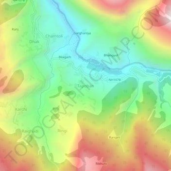 Tapoban topographic map, elevation, terrain