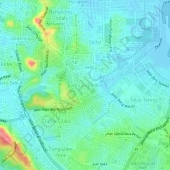 Kampung Pelita topographic map, elevation, terrain