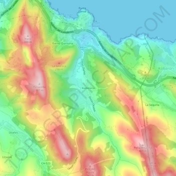 Baltezana topographic map, elevation, terrain
