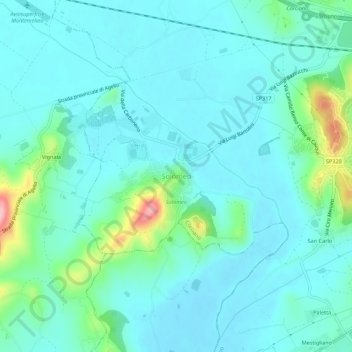 Solomeo topographic map, elevation, terrain
