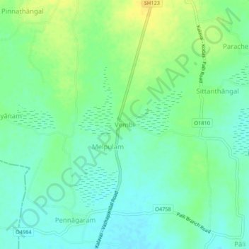 Vembi topographic map, elevation, terrain