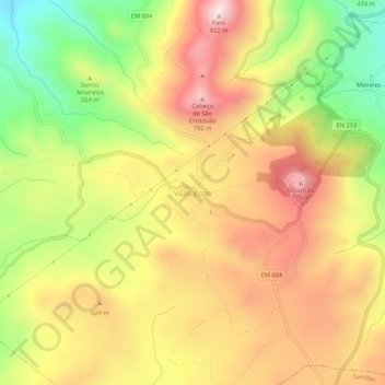 Vilas Boas topographic map, elevation, terrain