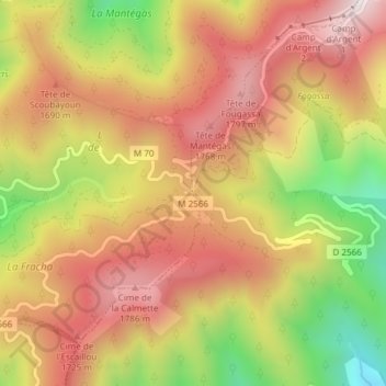 Col de Turini topographic map, elevation, terrain