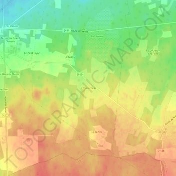 Le Chalumeau topographic map, elevation, terrain