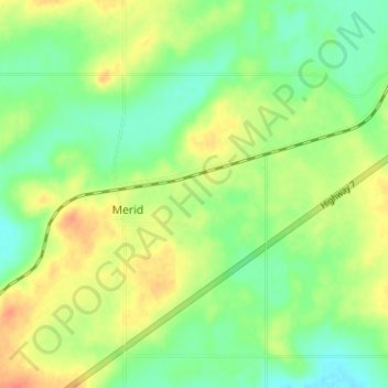 Merid topographic map, elevation, terrain