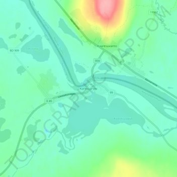 Karesuando topographic map, elevation, terrain