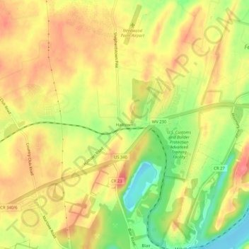 Halltown topographic map, elevation, terrain
