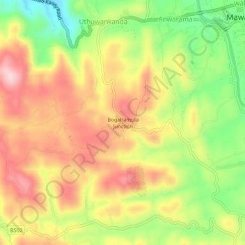 Bogahamula Junction topographic map, elevation, terrain