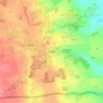 Aisby topographic map, elevation, terrain