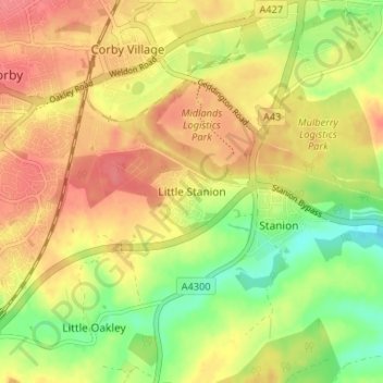 Little Stanion topographic map, elevation, terrain