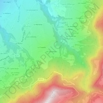 Les Decampaux topographic map, elevation, terrain