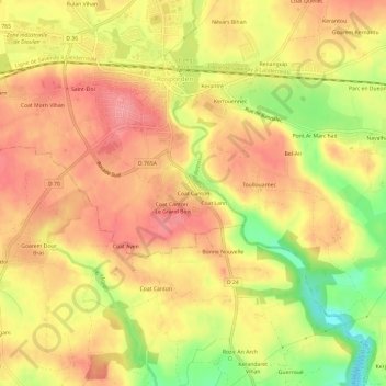 Coat Canton topographic map, elevation, terrain