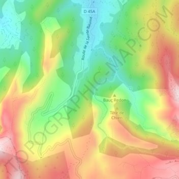 Grotte des Infernets topographic map, elevation, terrain