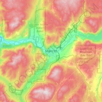 Merritt topographic map, elevation, terrain
