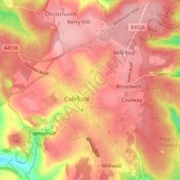 Poolway topographic map, elevation, terrain