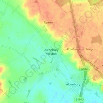Alconbury Weston topographic map, elevation, terrain