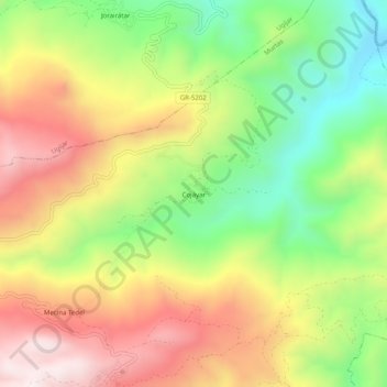 Cojáyar topographic map, elevation, terrain