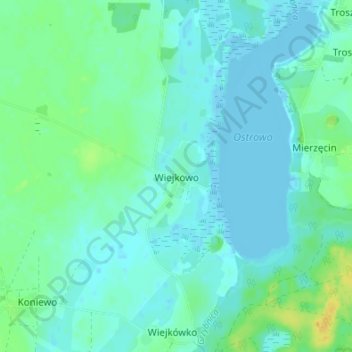 Wiejkowo topographic map, elevation, terrain