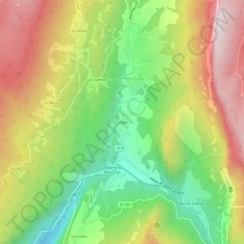 Cordet topographic map, elevation, terrain