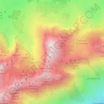 Fariñentu topographic map, elevation, terrain