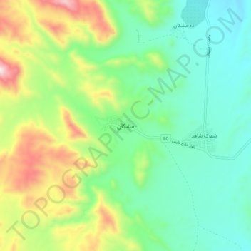 Meshkan topographic map, elevation, terrain